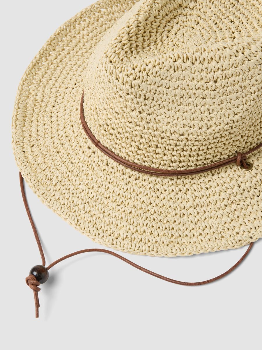 Beige fedora in pure paper fabric_1