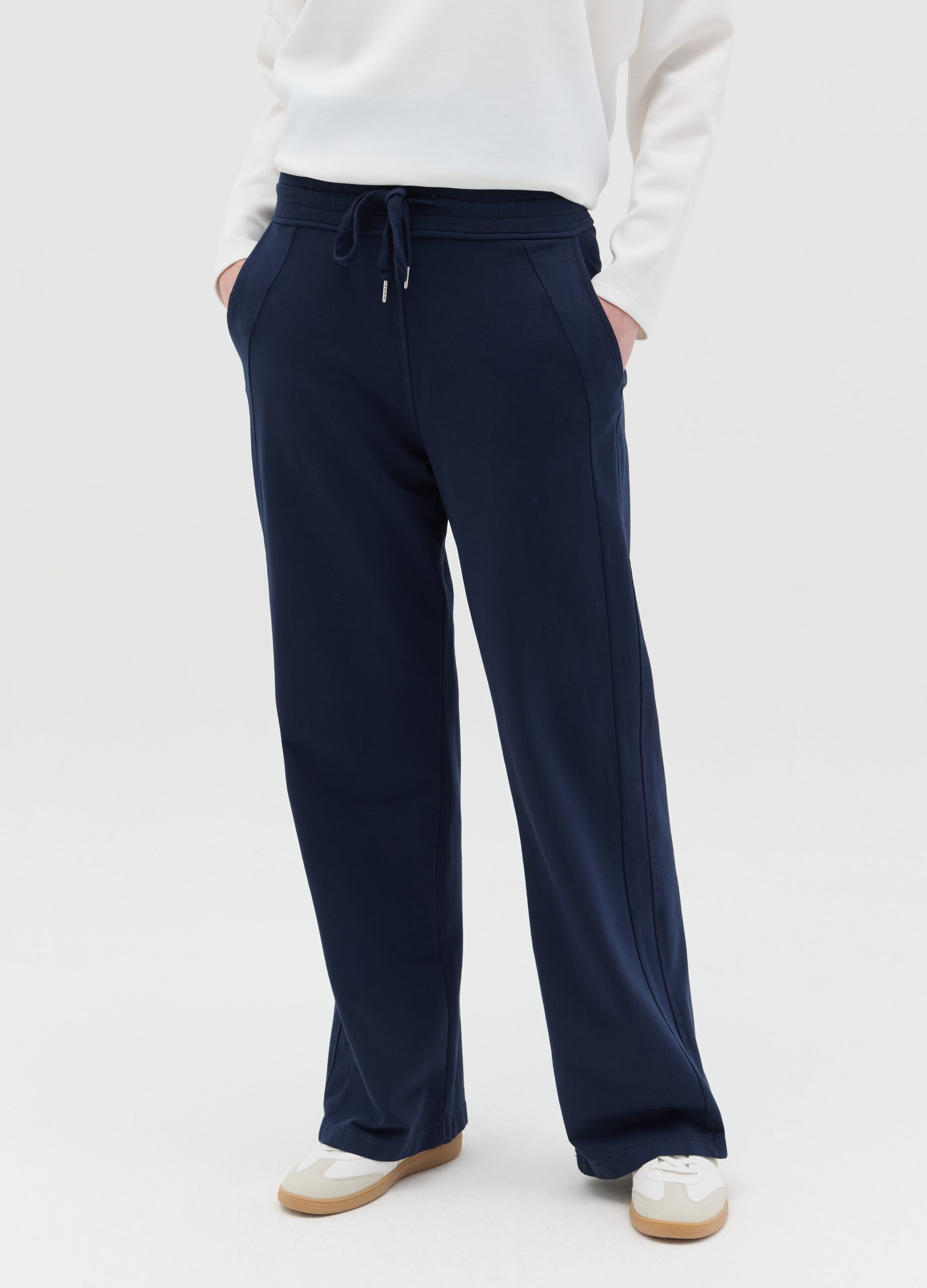 Blue fluid trousers with wide leg