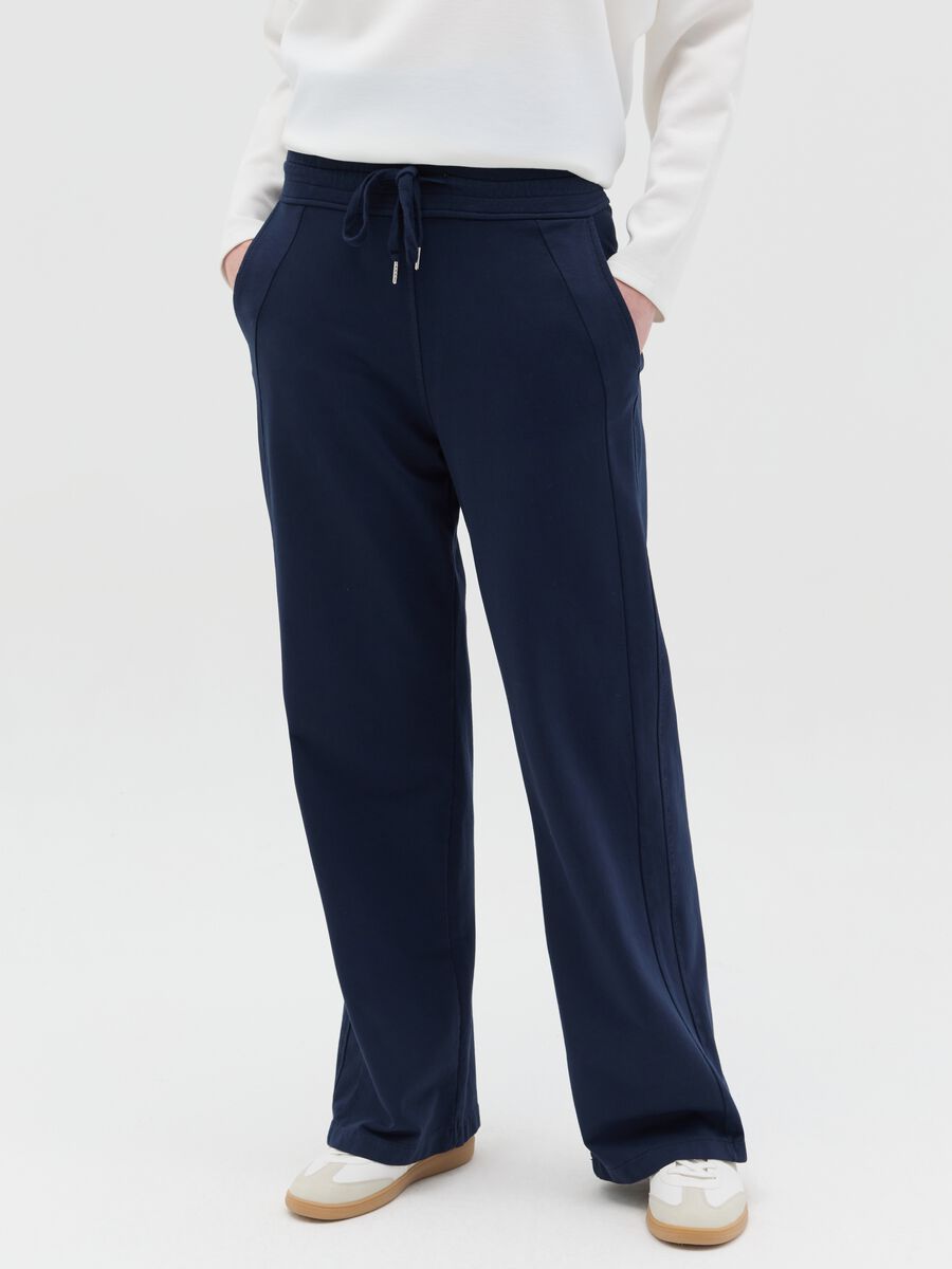 Blue fluid trousers with wide leg_1