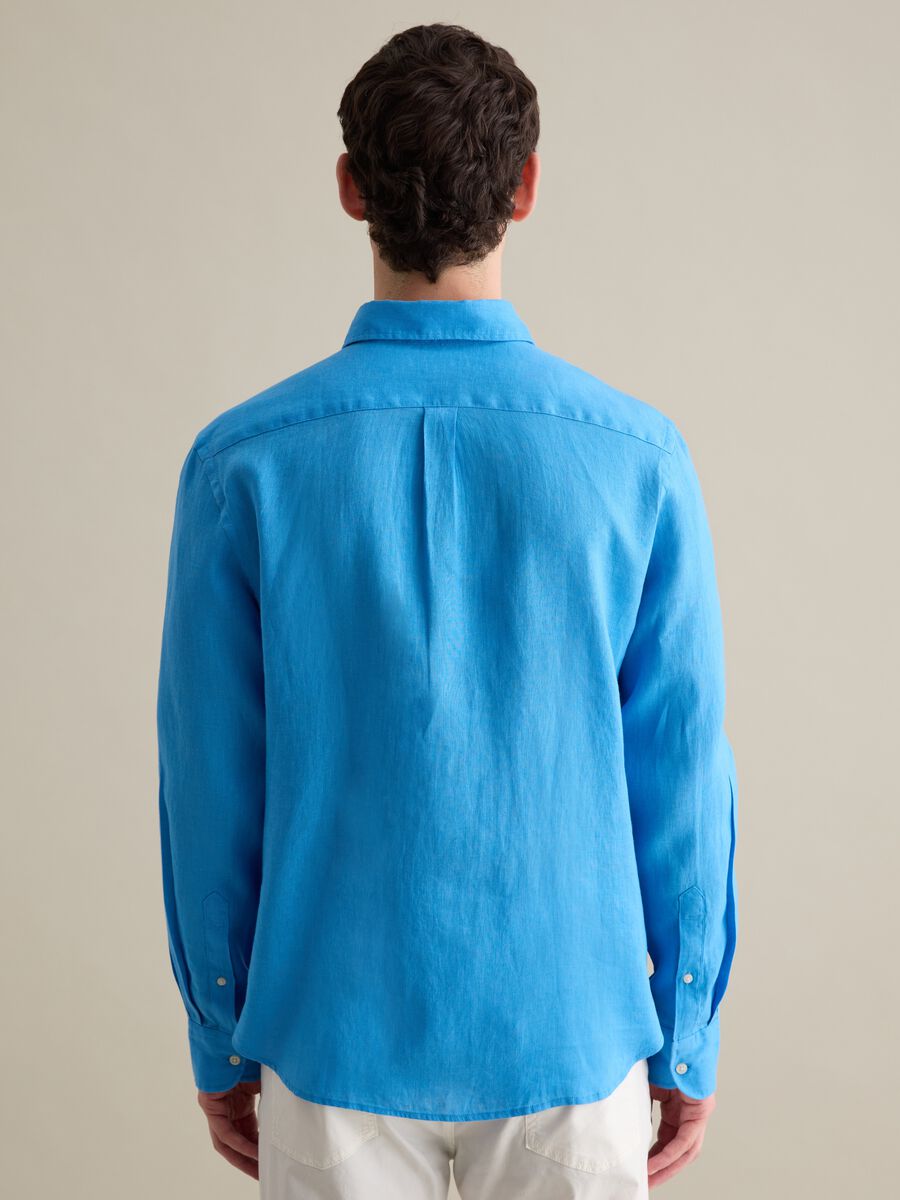 Sky blue pure linen shirt_3