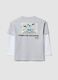 Grey pure cotton long-sleeve Looney Tunes print T-shirt for boys_1