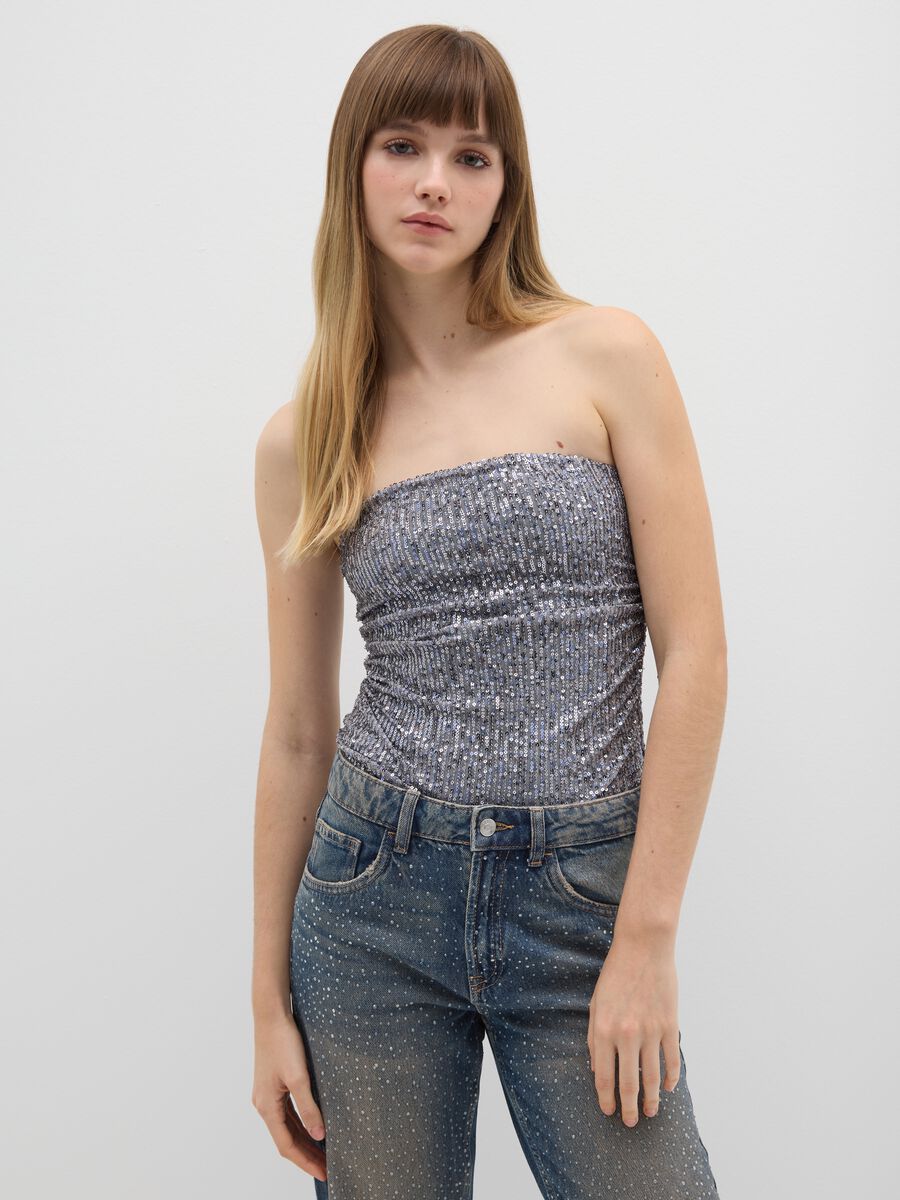 Body grigio con paillettes vestibilità fitted_1