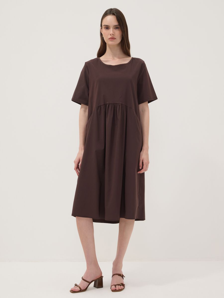Brown midi stretch viscose dress, regular fit_0