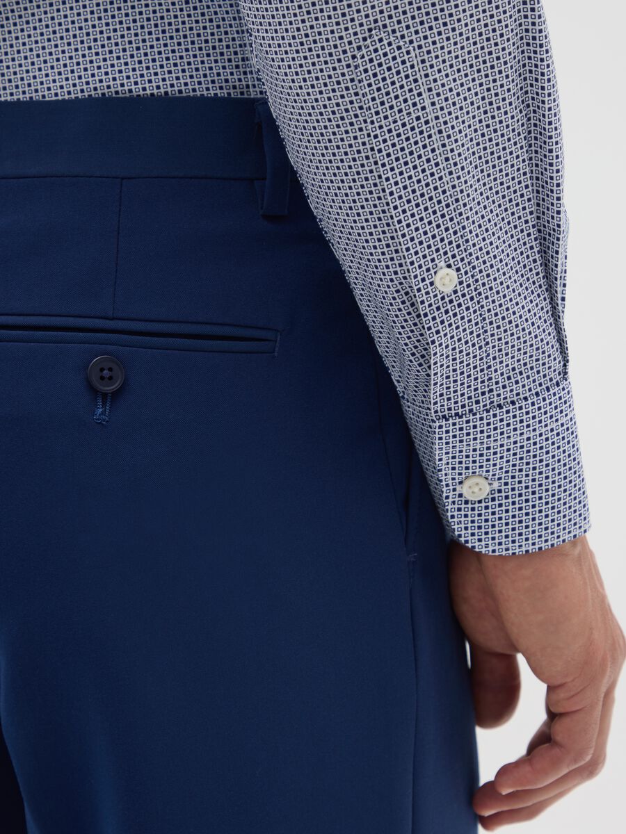 Camicia in misto cotone elasticizzato blu popeline_3