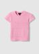 Pink short-sleeve girls' T-shirt regular fit with mesh texture_3
