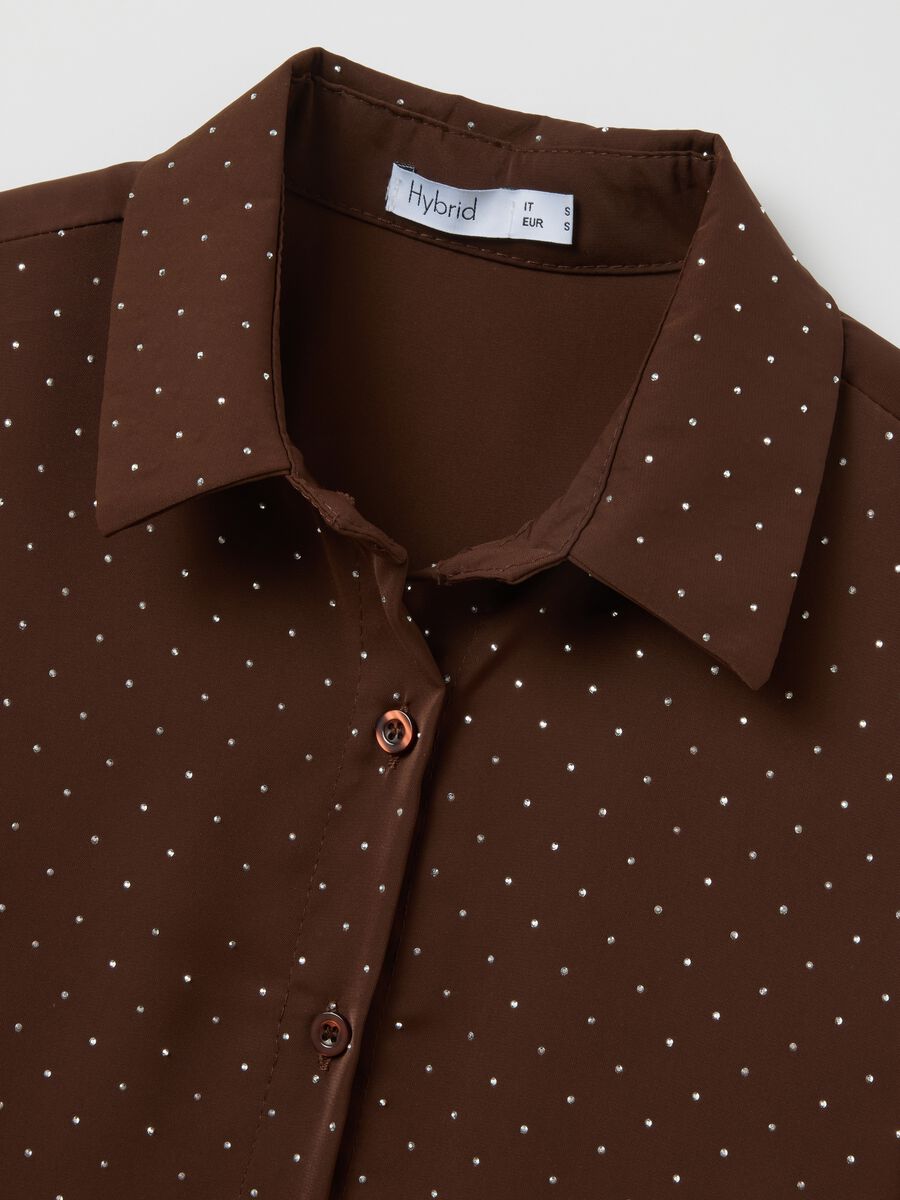 Camicia marrone regular fit con glitter_1