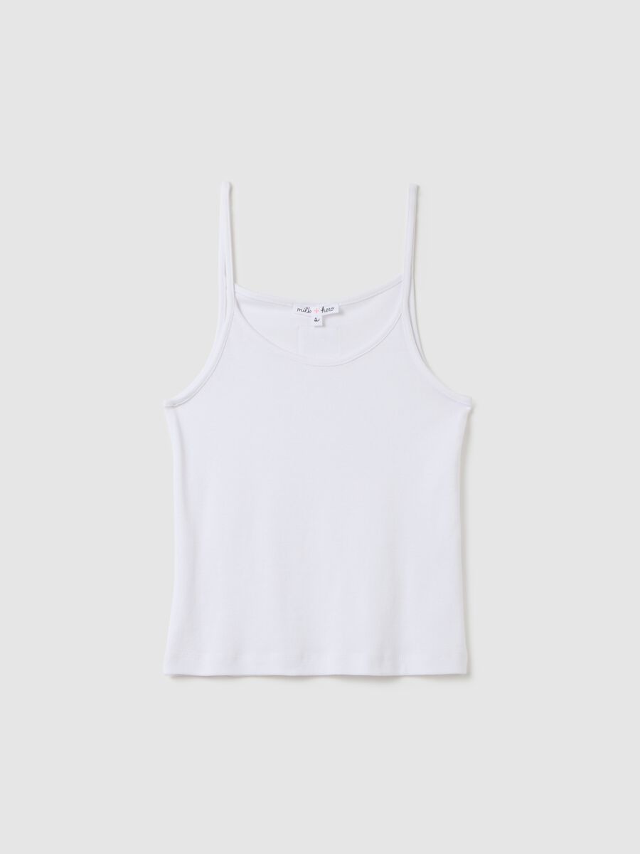 Women's white pure cotton tank top regular fit_4