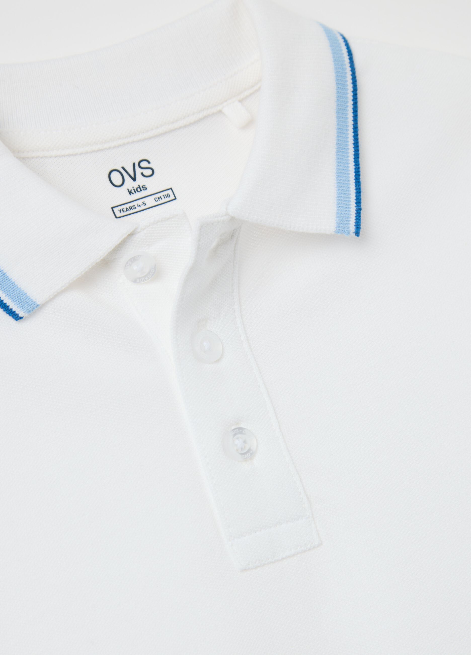 Cotton polo shirt with striped trims