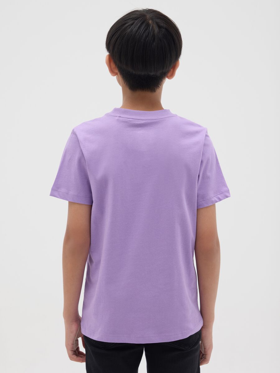 Purple organic cotton T-shirt with lettering print_1