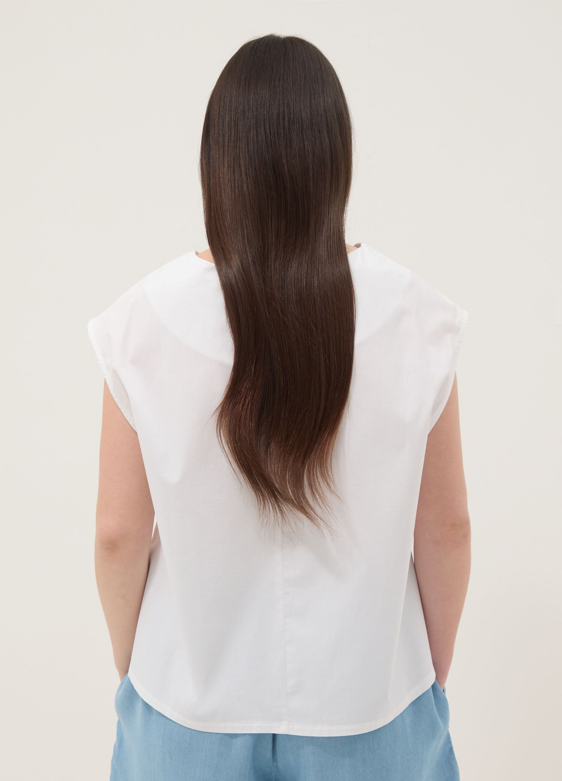 White stretch cotton blouse
