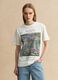 White pure cotton regular fit T-shirt with Monet print_1