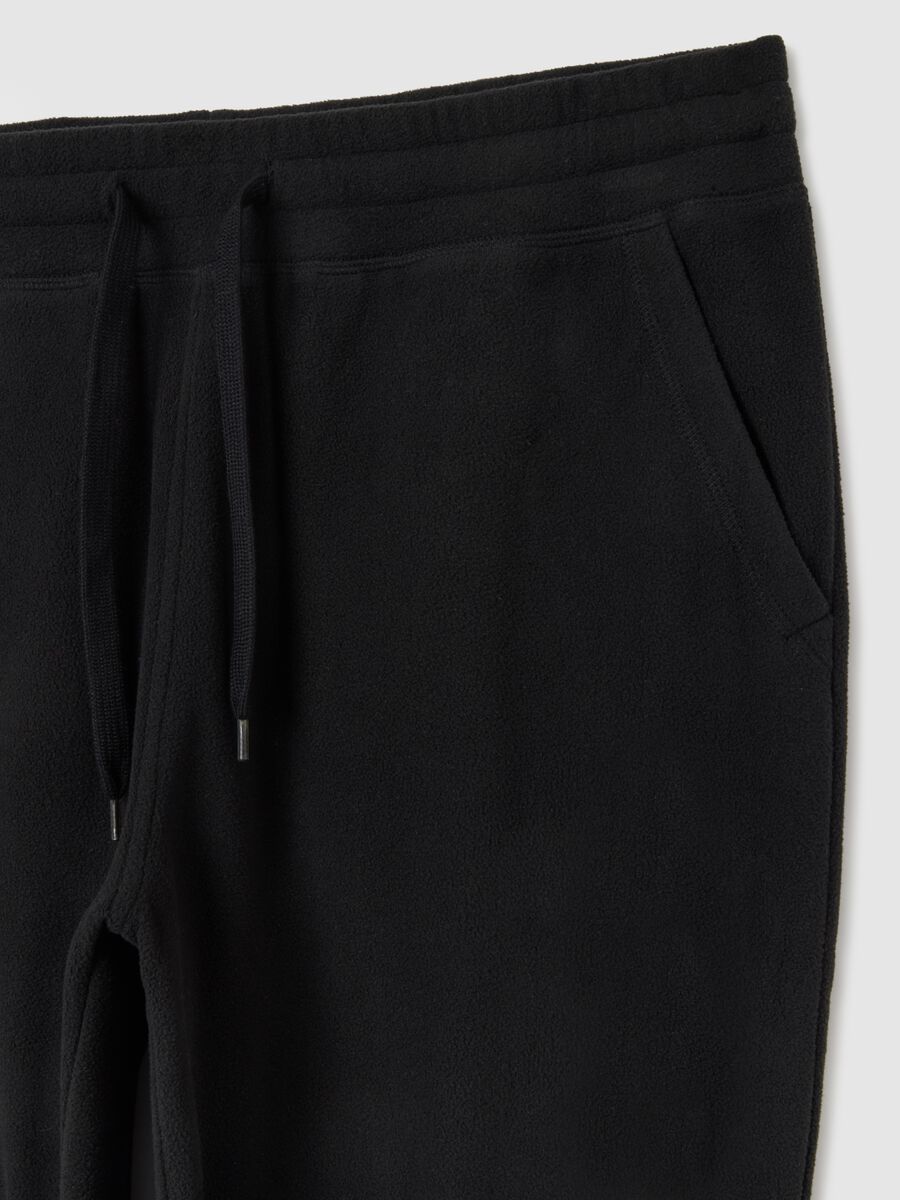 Black fleece trousers regular fit with elastic waistband_5