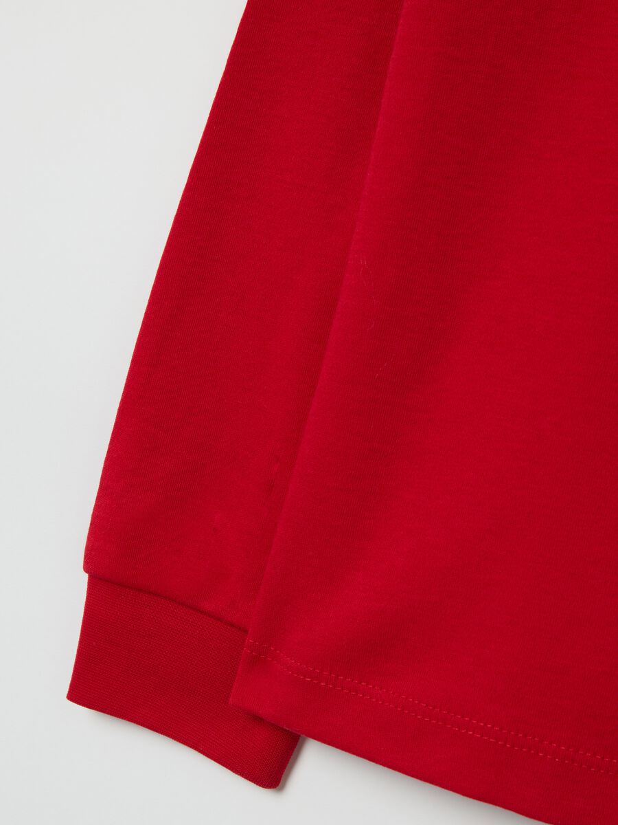 Kids' red high-neck cotton jumper, regular fit_3