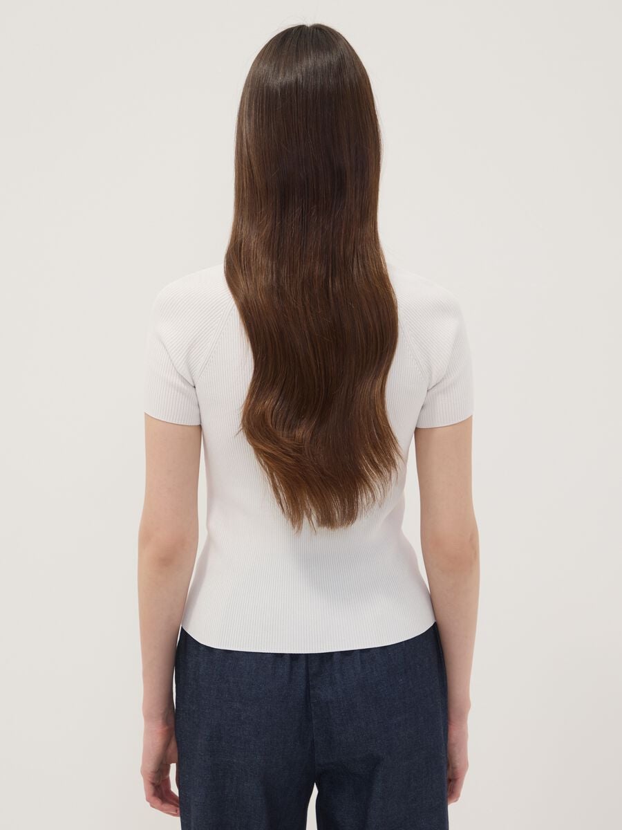White ribbed fitted viscose-blend knit top_3