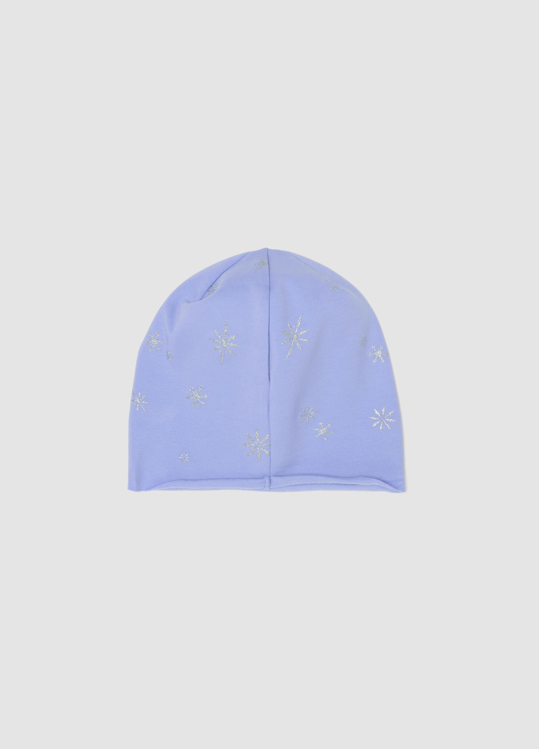 Purple stretch cotton jersey hat with Frozen print for girls