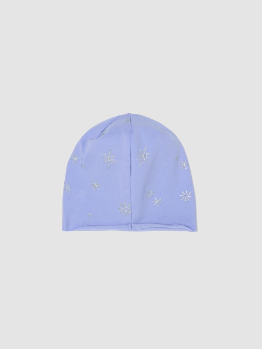 Purple stretch cotton jersey hat with Frozen print for girls_1