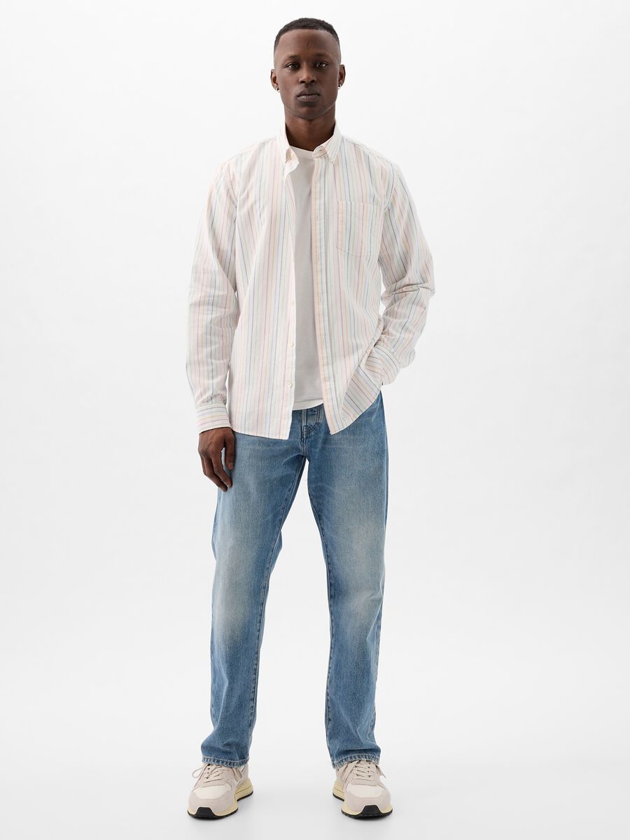 Camicia regular fit in cotone oxford a righe_0