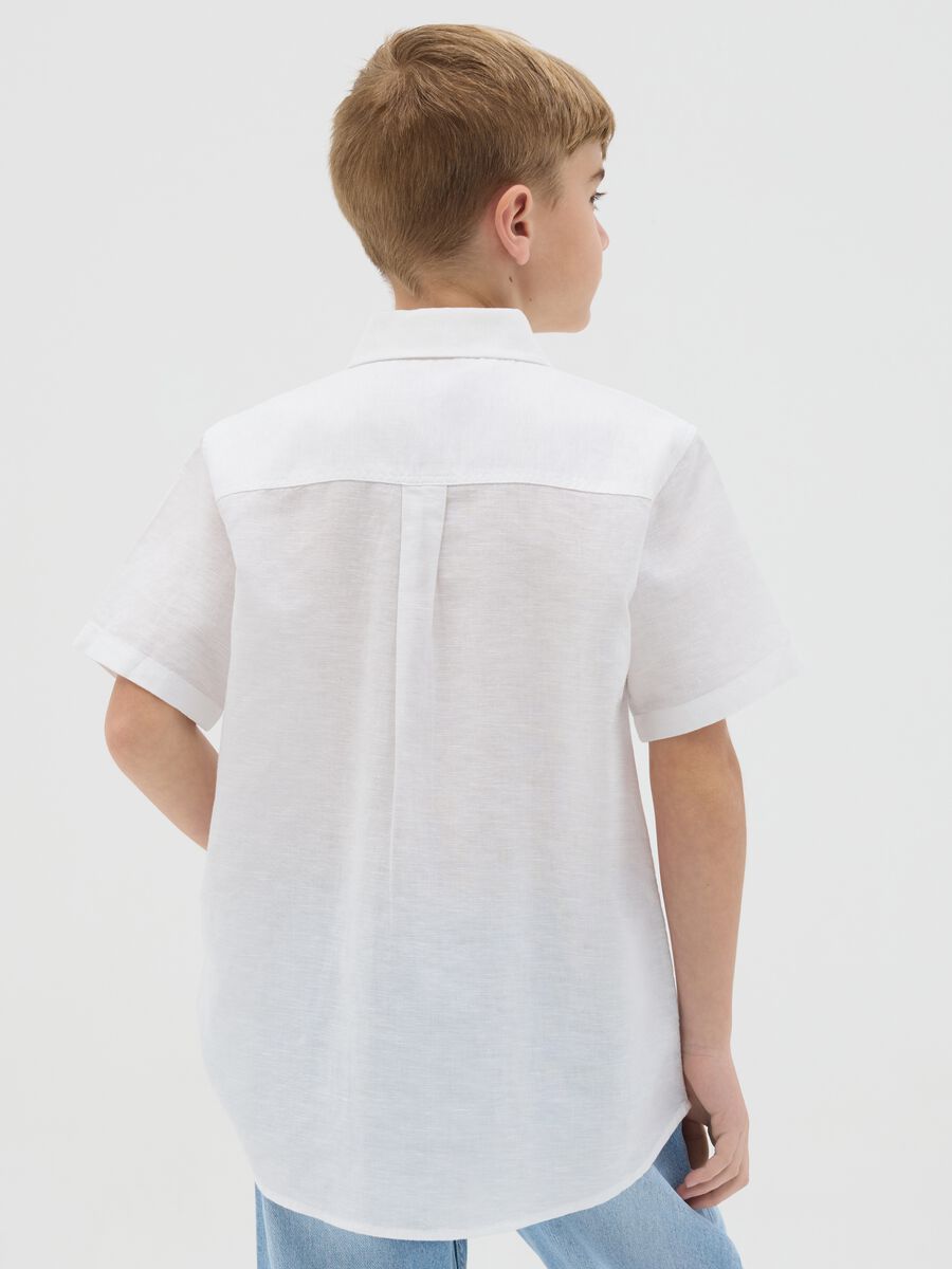 Camicia da ragazzo in lino e cotone bianca regular fit_2