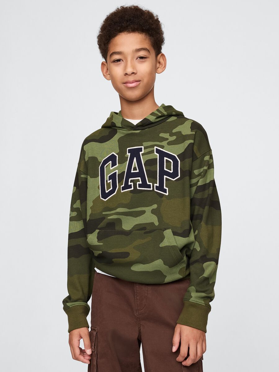 Felpa da bambino in misto cotone multicolor camouflage_0