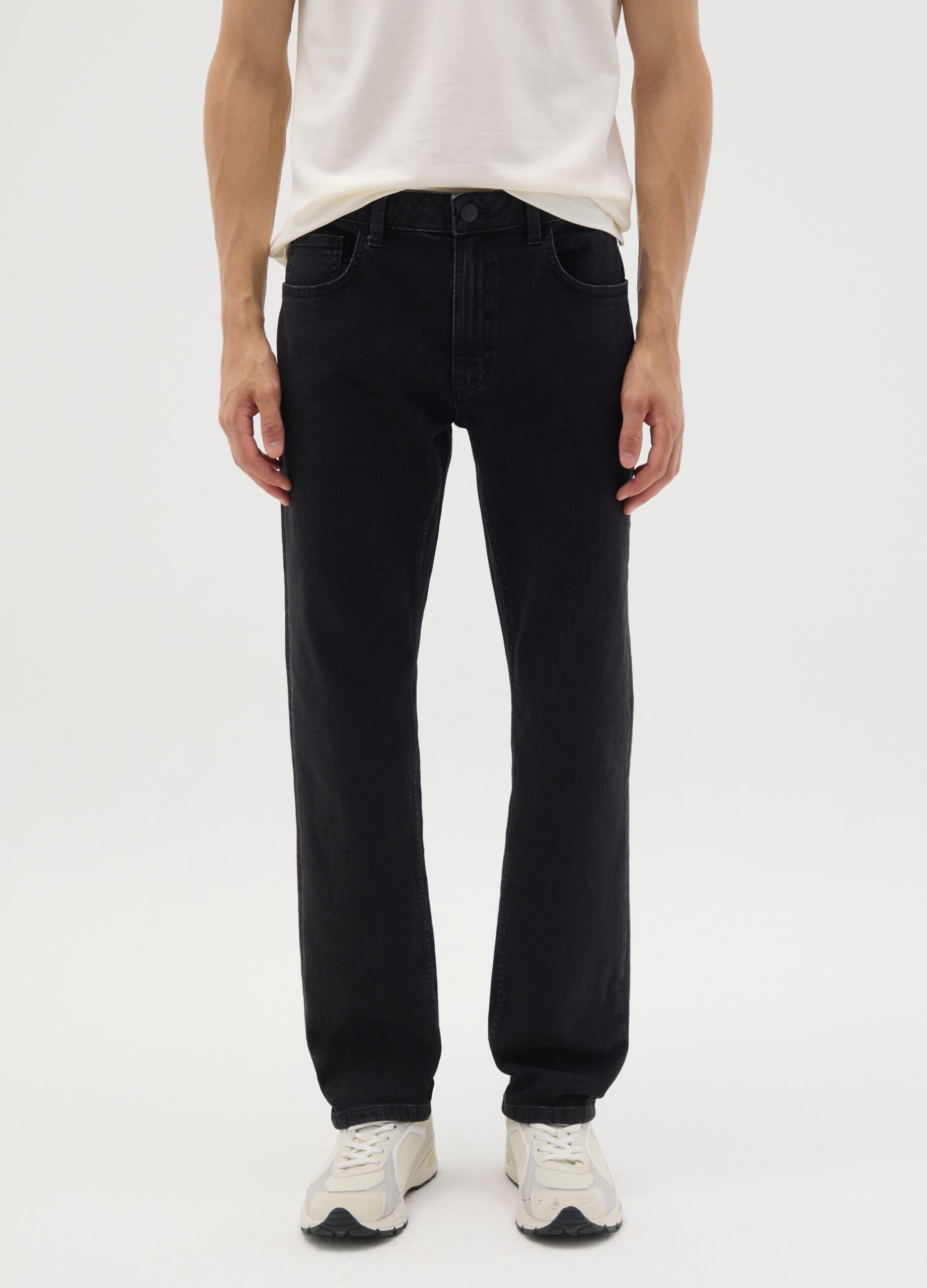 Jeans da uomo in denim nero regular fit