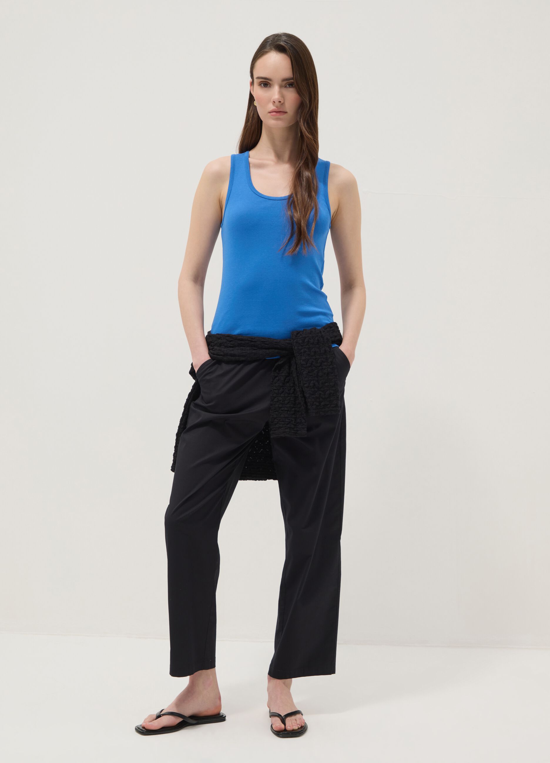 Blue pure cotton vest top