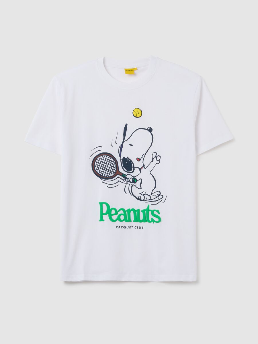 Men's regular fit white cotton T-shirt with Snoopy print_4