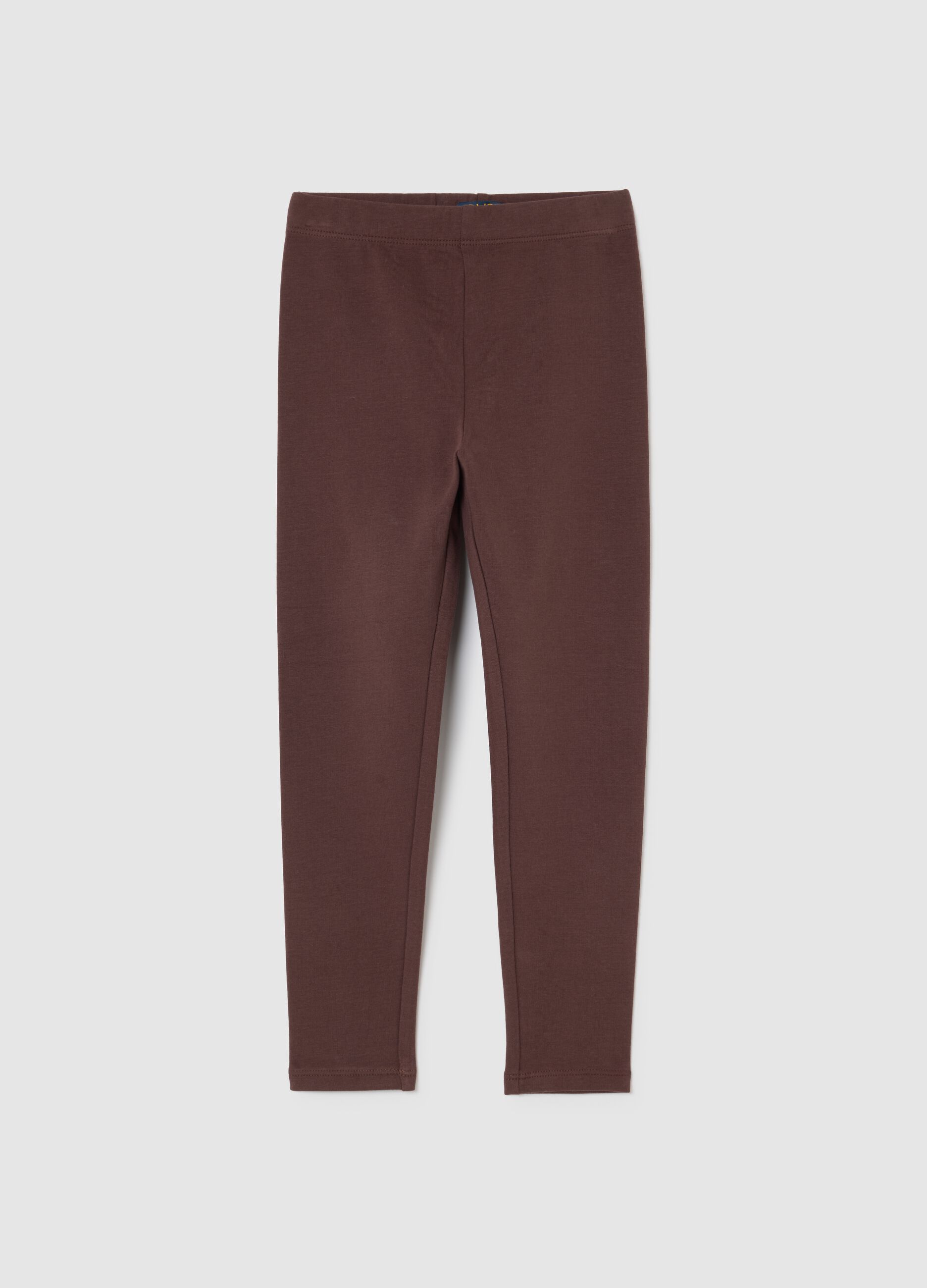 Brown skinny cotton leggings for girls
