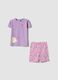 Purple stretch-cotton t-shirt and shorts set for girls, regular fit_0