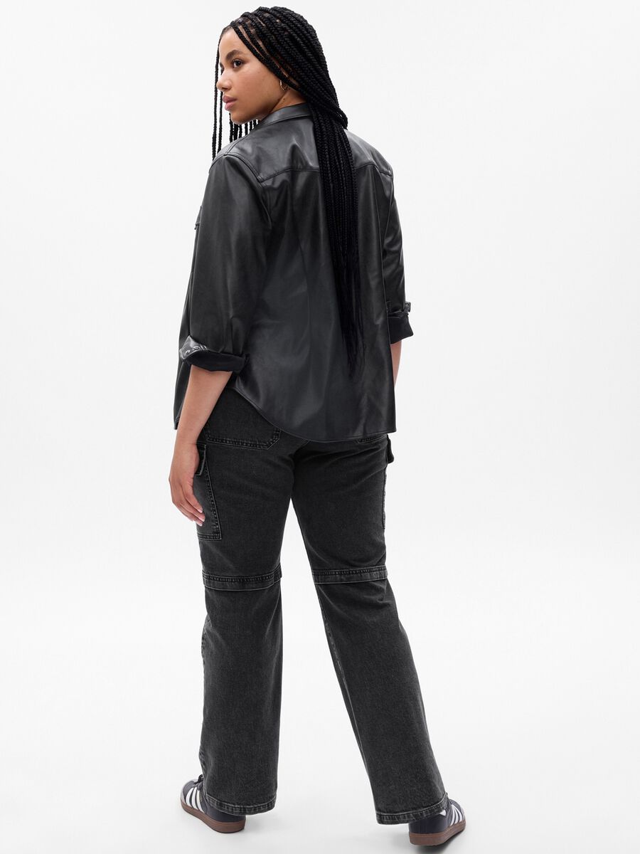 Jeans cargo loose fit a vita alta_3