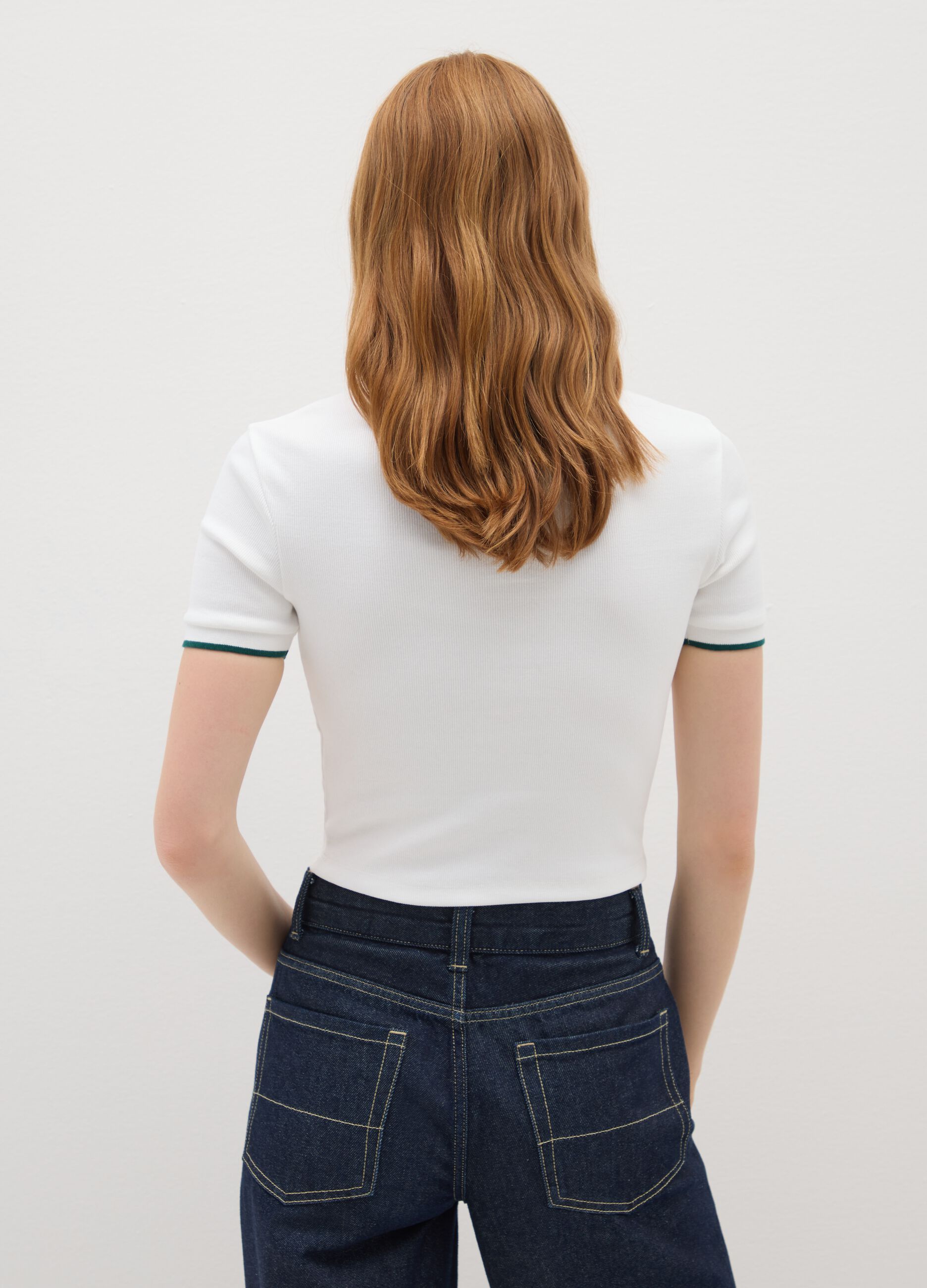 Polo in cotone elasticizzato bianca regular fit