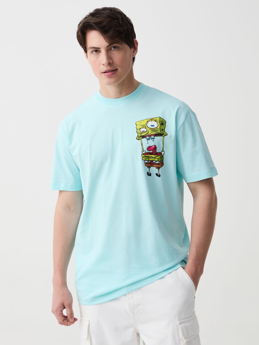 Cotton T-shirt with Spongebob print_0