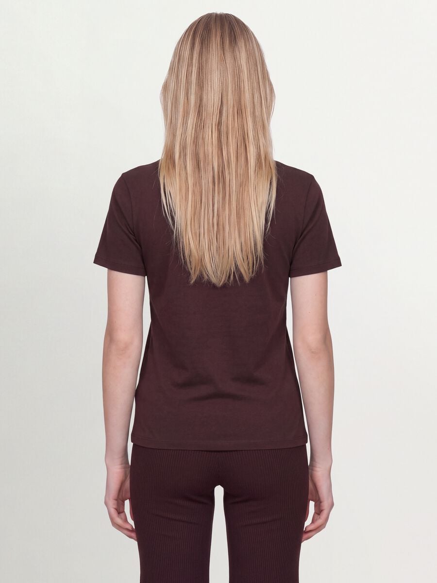 Brown crew-neck T-shirt in pure organic cotton, regular fit_3