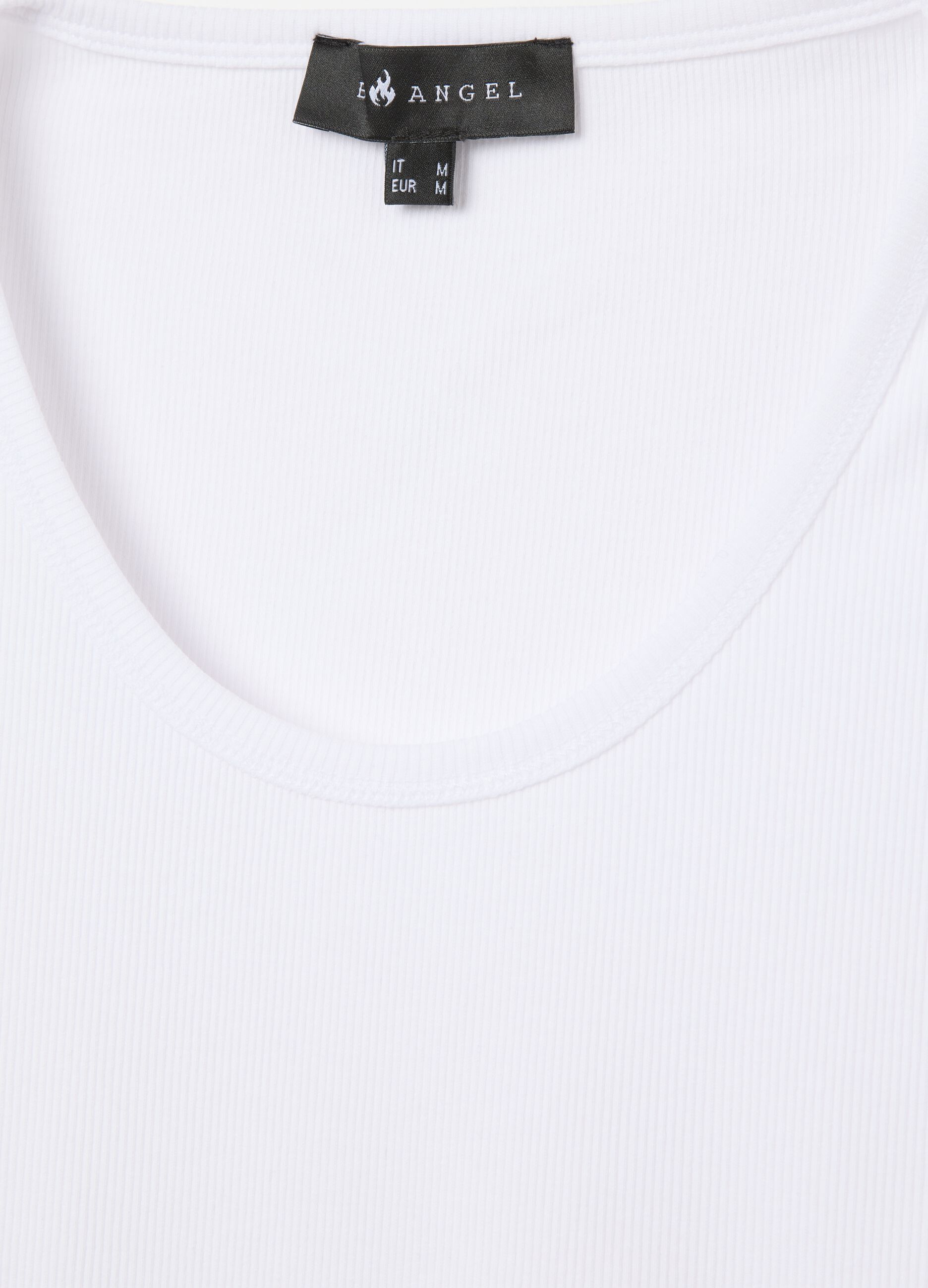 Men’s white fitted vest top in stretch cotton