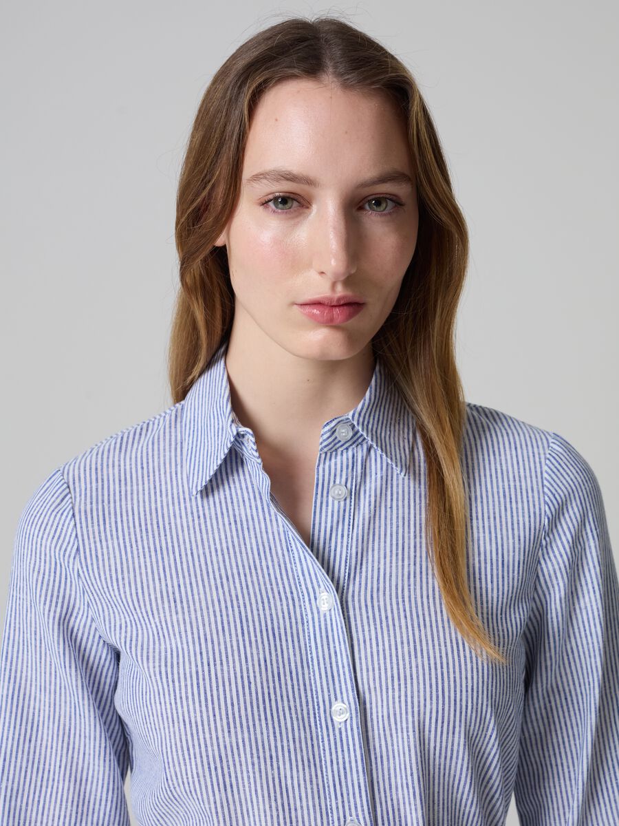 Fine striped shirt dress with belt_1
