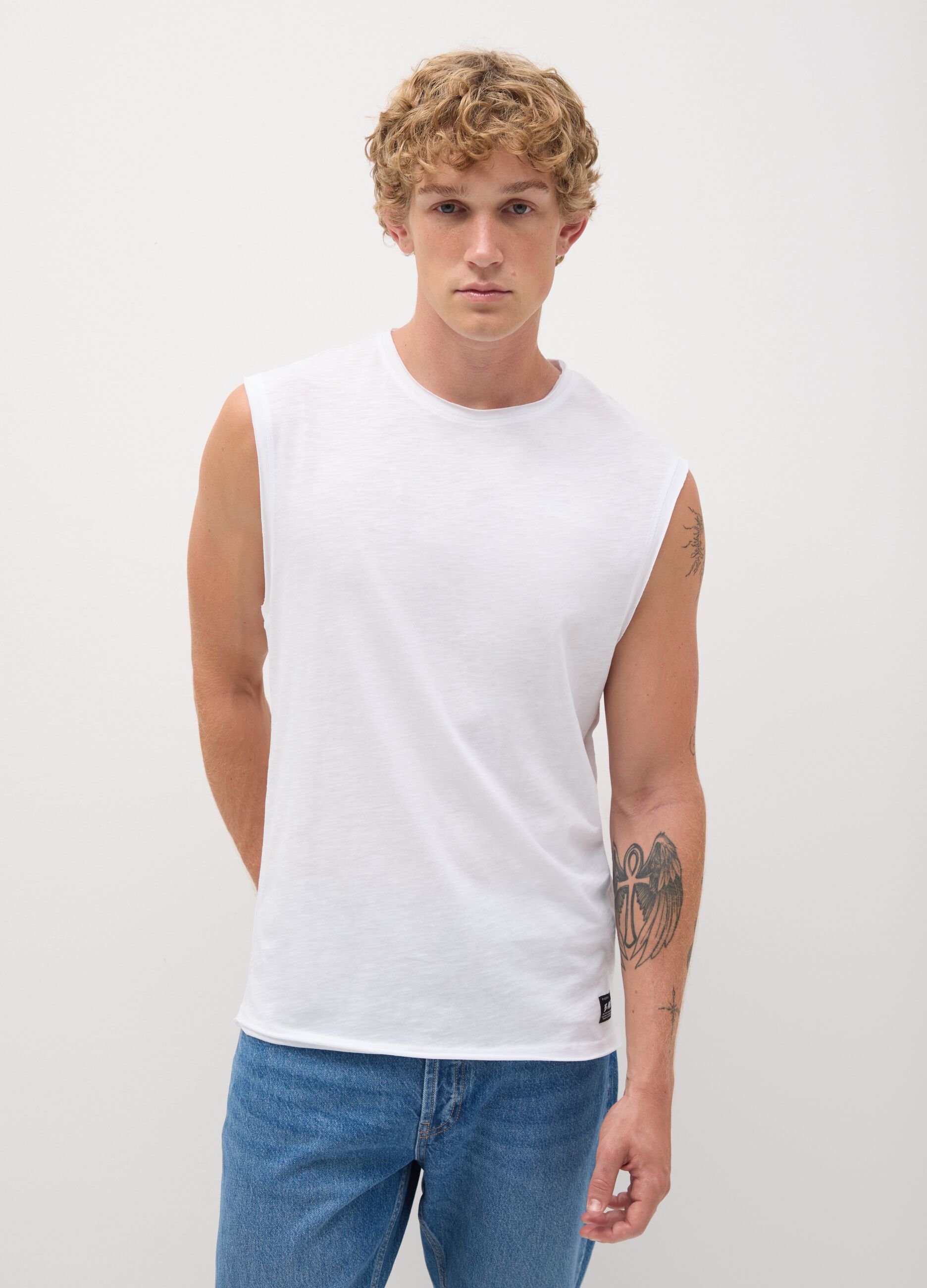 Men's regular fit white pure cotton T-shirt