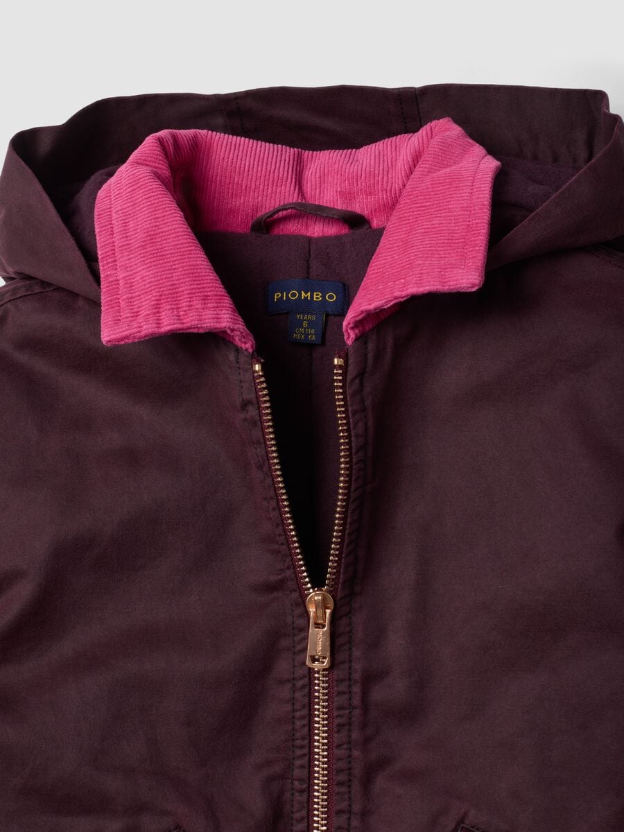 Purple padded cotton-blend hooded jacket_1