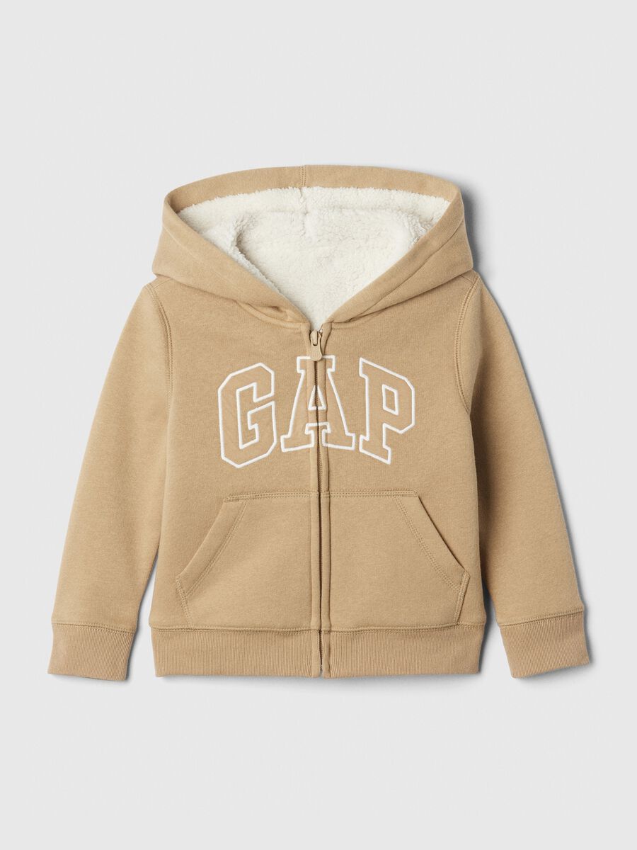 Full-zip sweatshirt and hood with sherpa lining_0