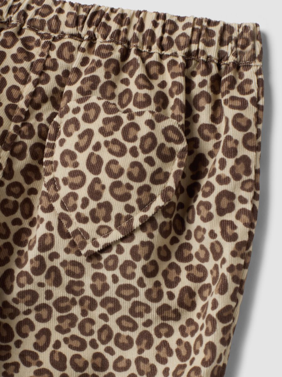Pantaloni marroni in misto cotone e lyocell animalier per neonata_2