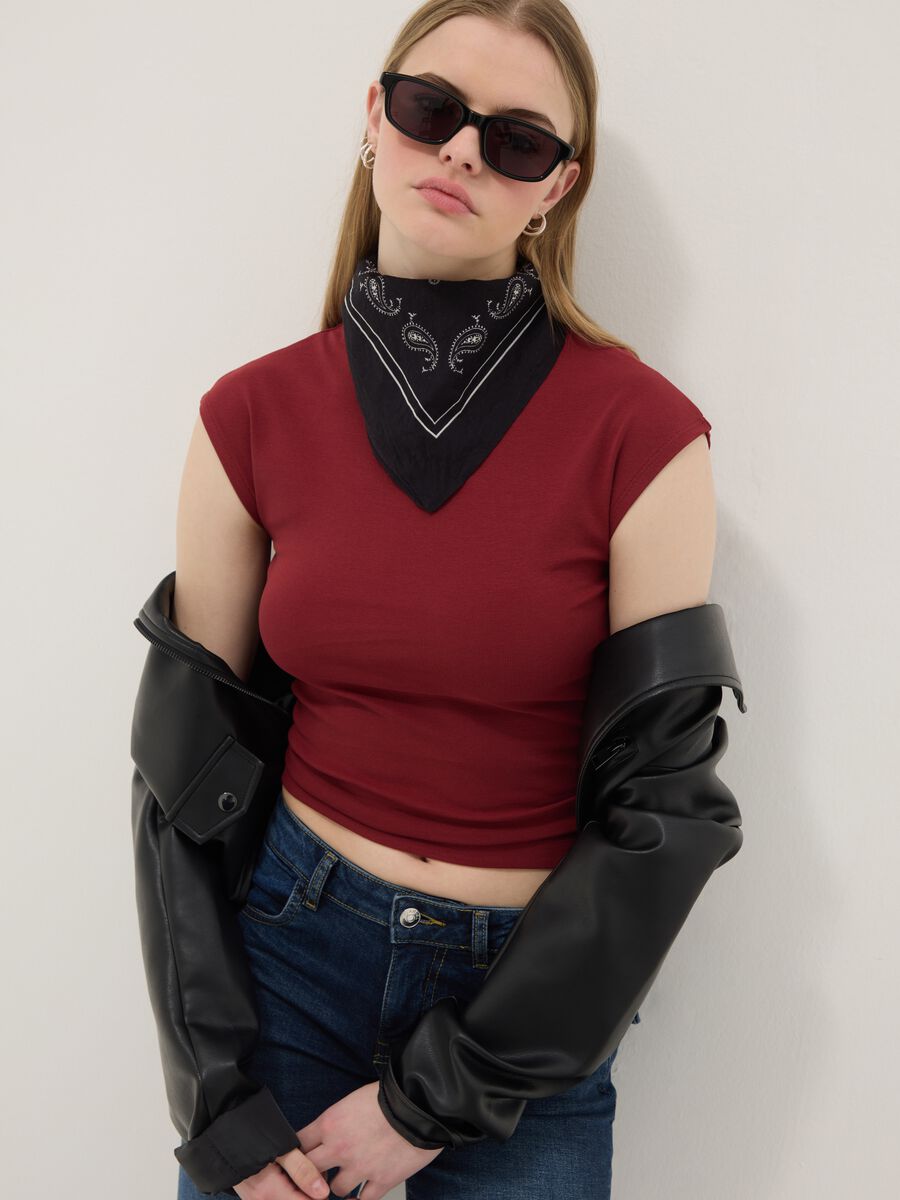 Red fitted cotton tank top with stretch_0