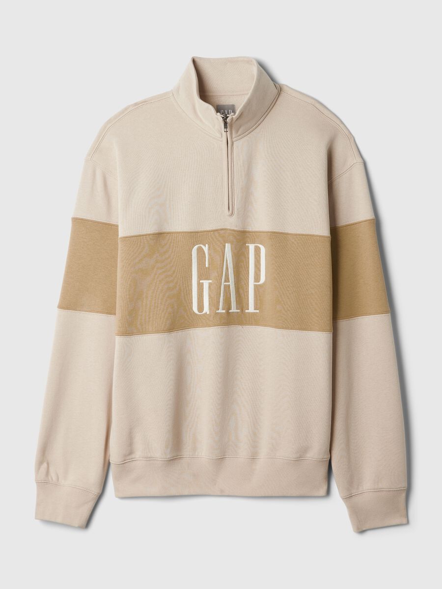 Felpa half-zip colorblock con ricamo logo_4