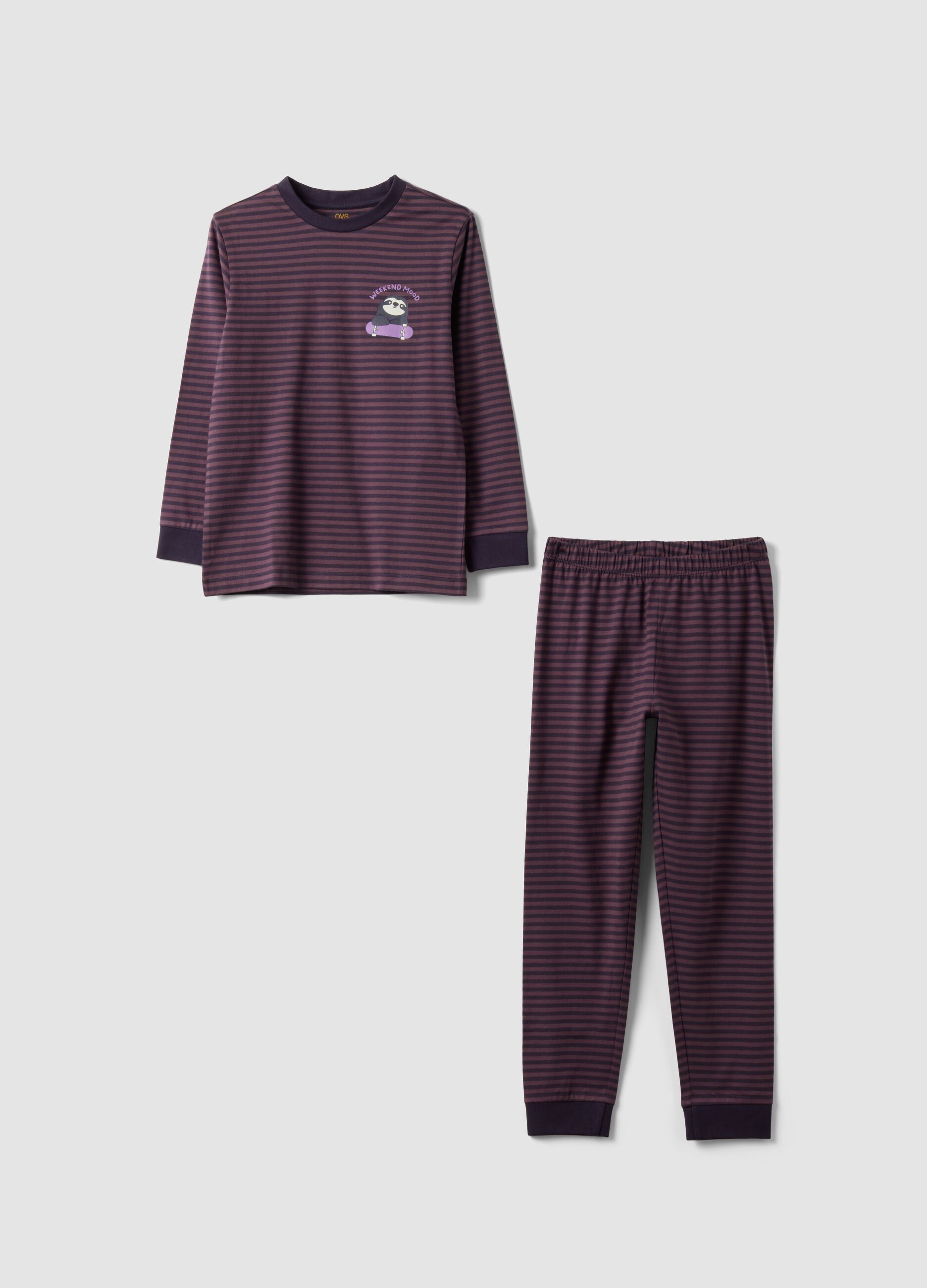 Purple organic cotton skate-print pyjamas for boys