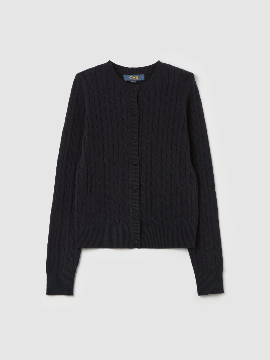 Ribbed cardigan with cable-knit design_4