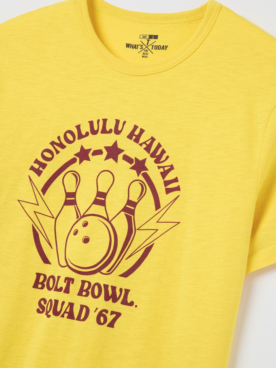 Cotton T-shirt with bowling motif print_5