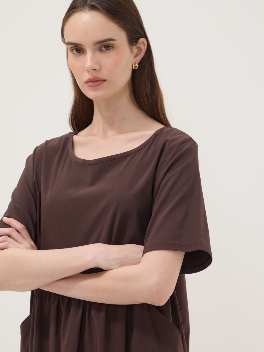 Brown midi stretch viscose dress, regular fit_2
