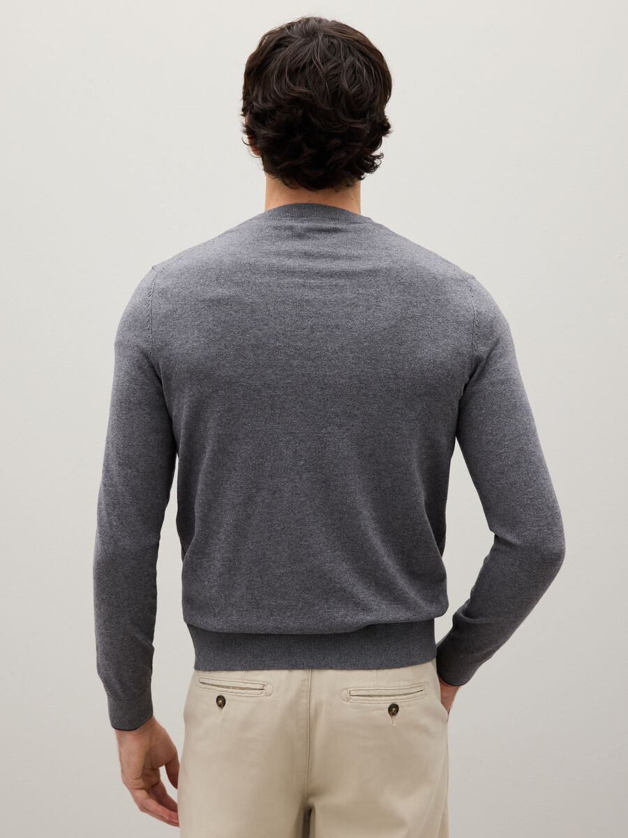 Grey Sweater in Cotton and Polyamide_3