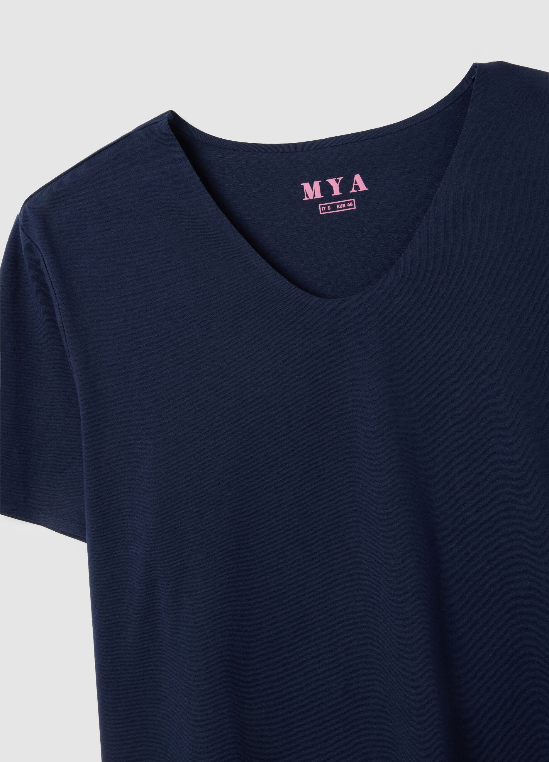 Women's stretch cotton blue T-shirt