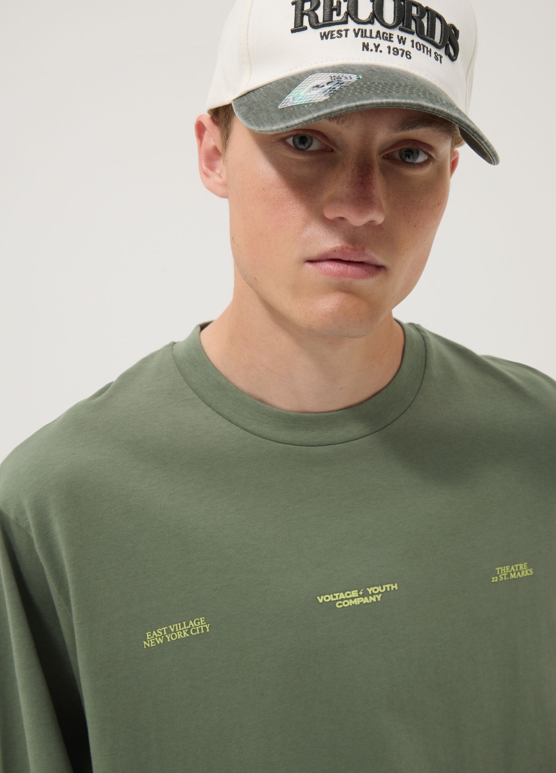 Green pure cotton short-sleeve T-shirt