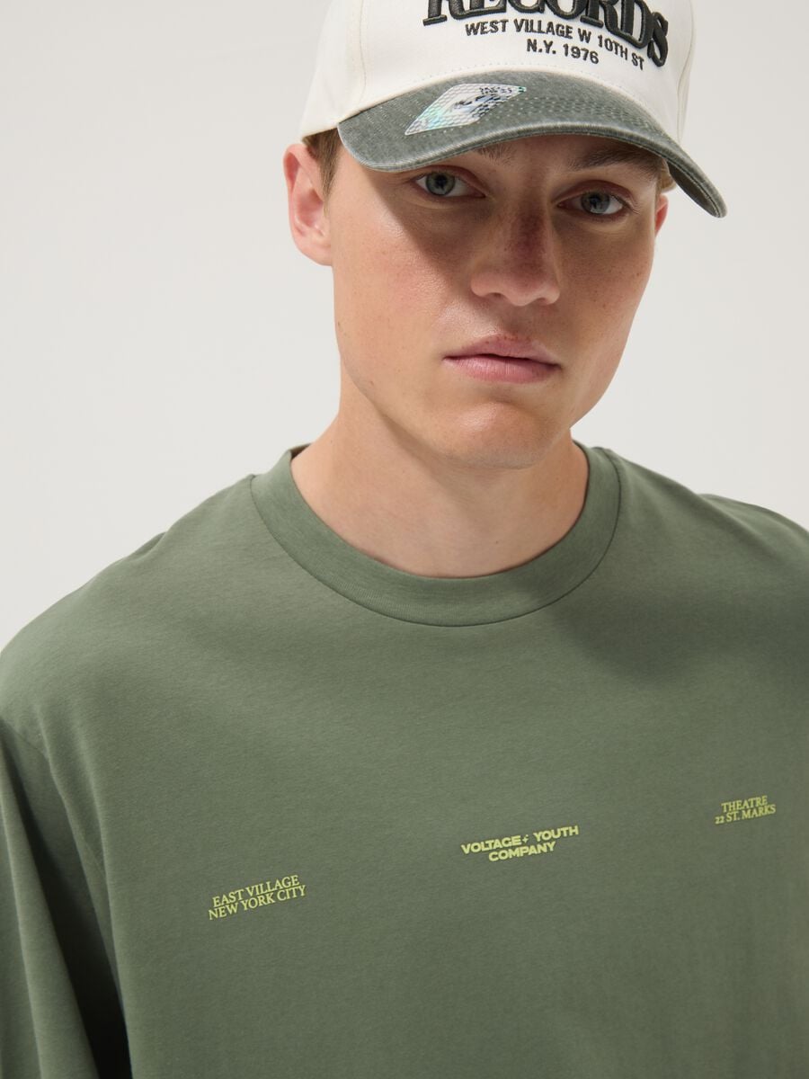 T-shirt verde in puro cotone a maniche corte_0