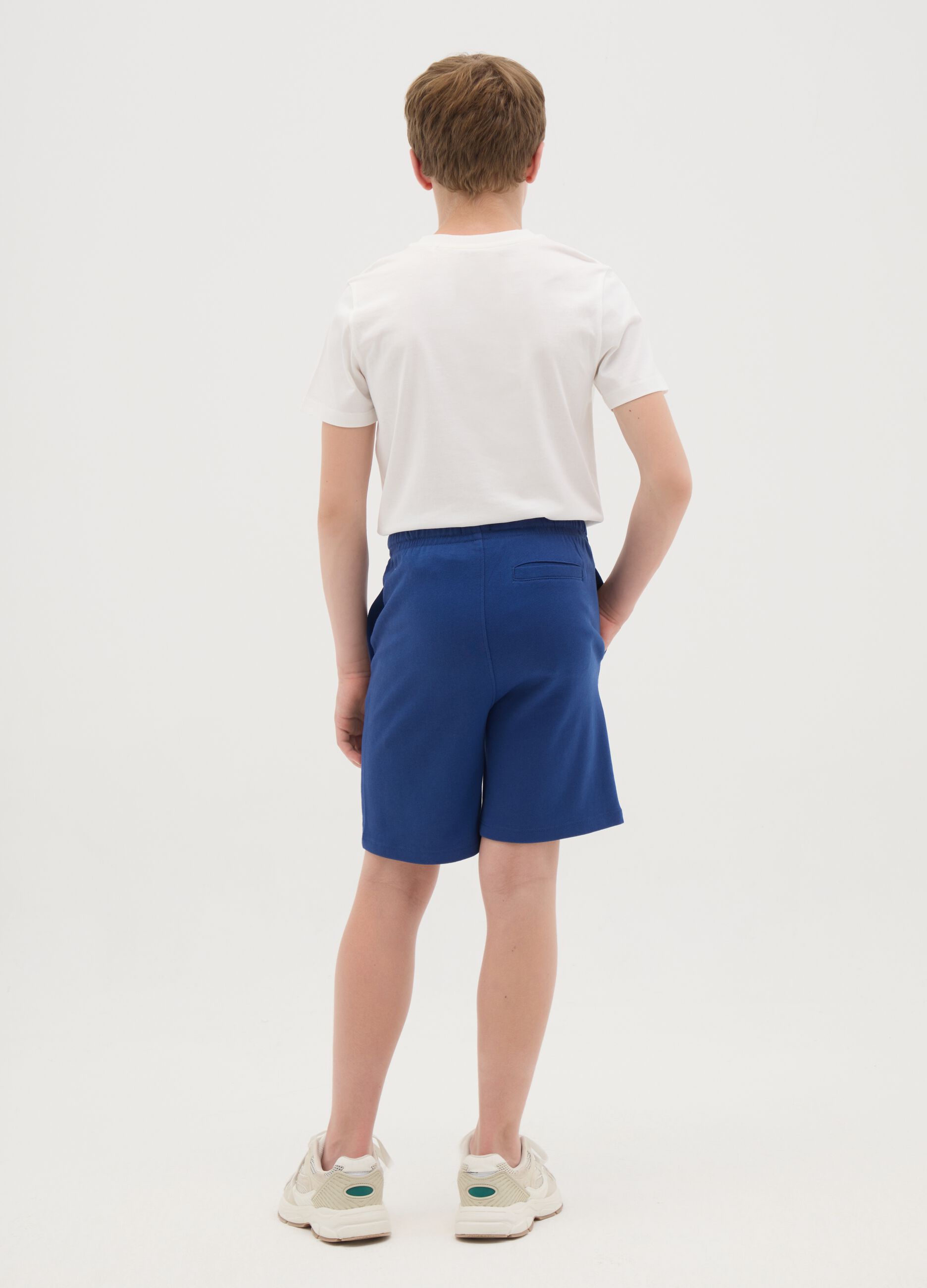 Pantaloni corti blu in puro cotone