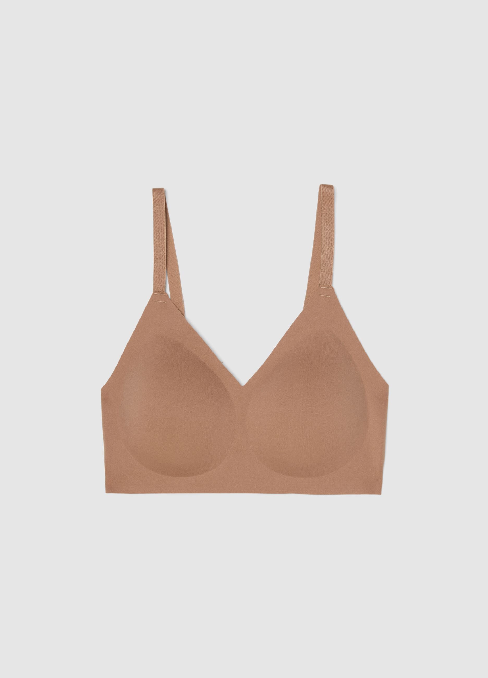 Beige Seamless Bra with Removable Padding